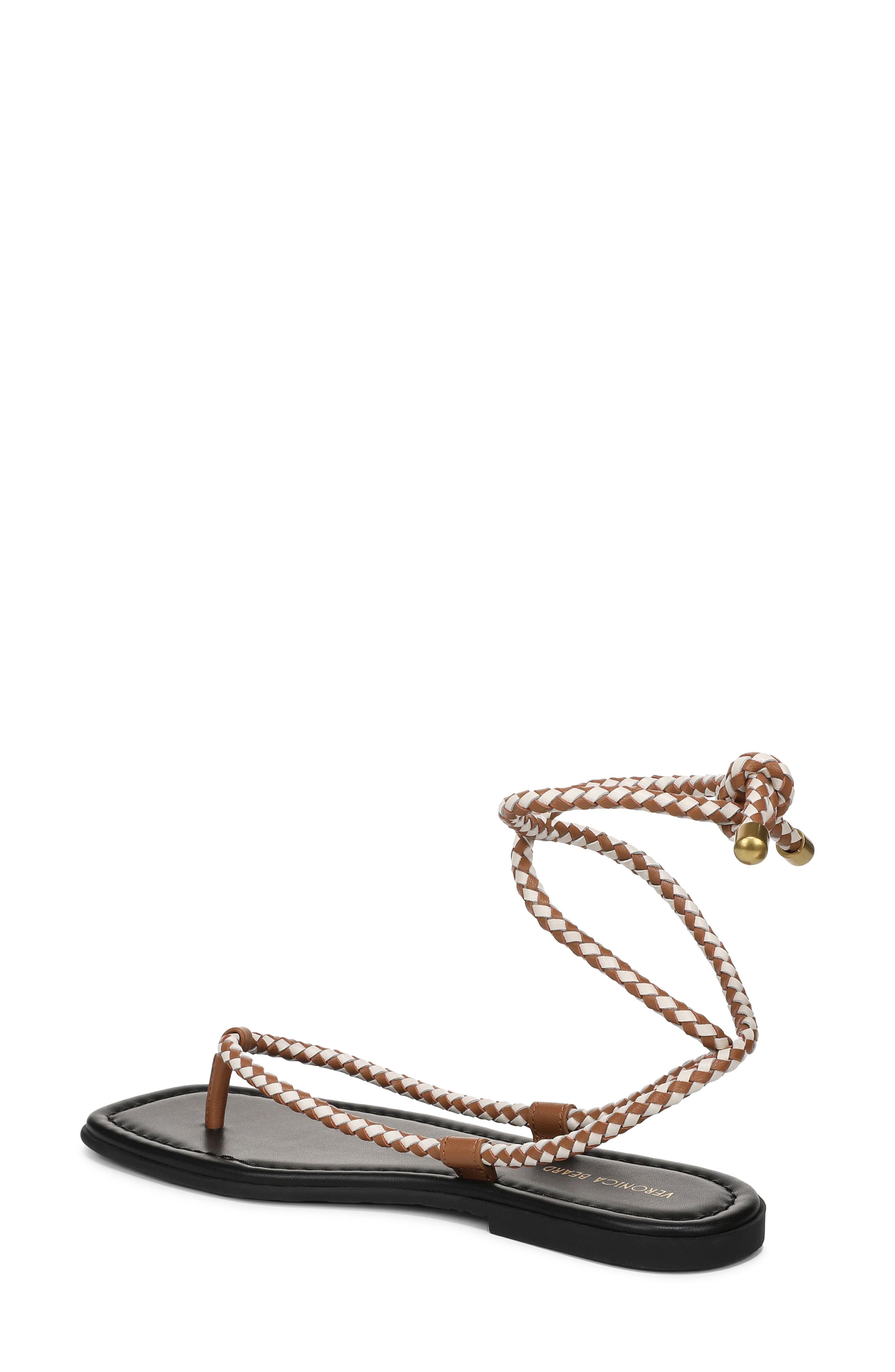 Veronica Beard Carmina Woven Cord Ankle Wrap Sandal, Alternate, color, Hazelwood/ Ecru