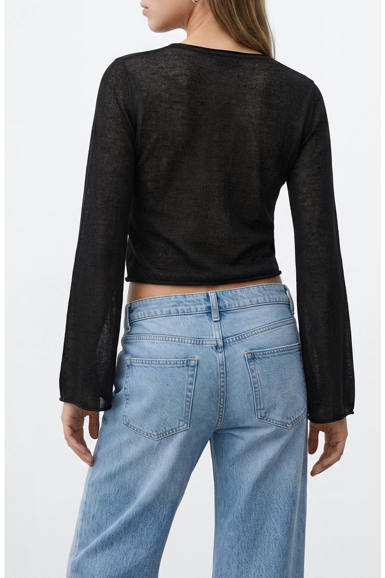 Semi-Transparent Fine Knit Sweater, Alternate, color, BLACK