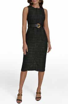 Tweed Sheath Midi Dress