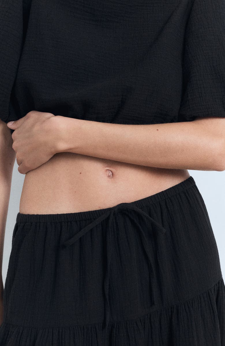 MANGO Drawstring Cotton Maxi Skirt, Alternate, color,