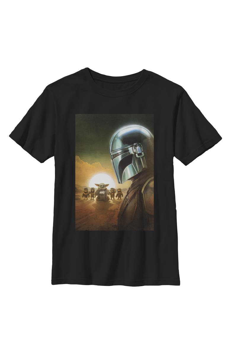 Star Wars: The Mandalorian and Grogu Boy's Star Wars The Mandalorian and Grogu Din Djarin and The Child Crew  Graphic T-Shirt, Main, color, Black