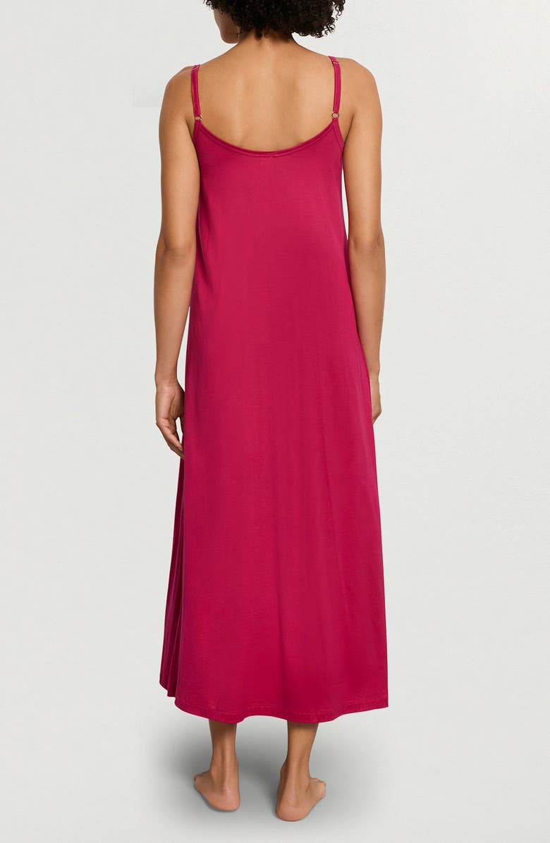 Hanro Juliet Pleat Neck Cotton Nightgown, Alternate, color, Light Sangria