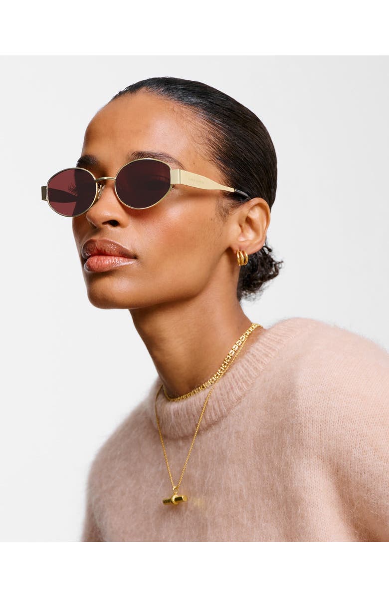Katie Loxton Siena Oval Sunglasses in Matte Gold And Tortoiseshell, Alternate, color, Matte Gold