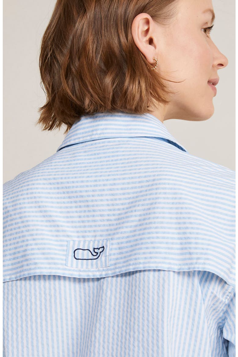 Harbor Stripe Long Sleeve Cover-Up Shirtdress, Alternate, color, SEERSUCKER-JAKE BLUE