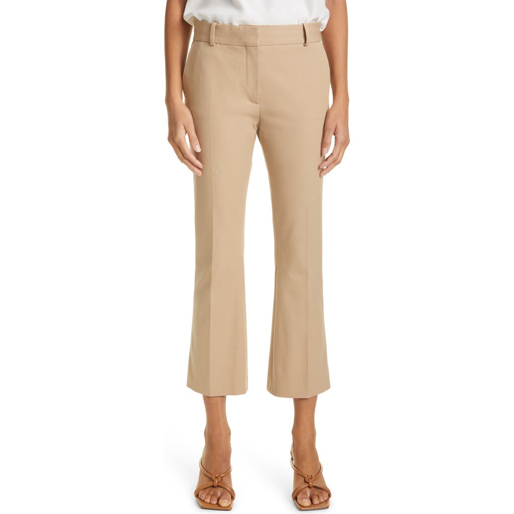 Frame Le Crop Mini Boot-cut Leather Pants In Dark Sand