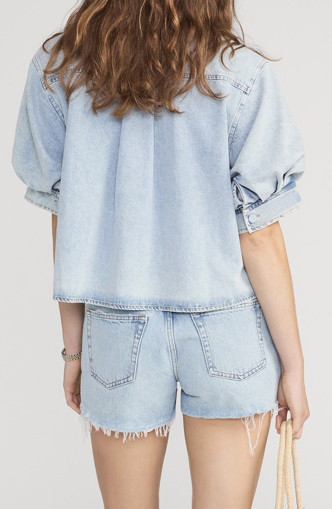 The Billow Sleeve Denim Button-Up Shirt - image 2