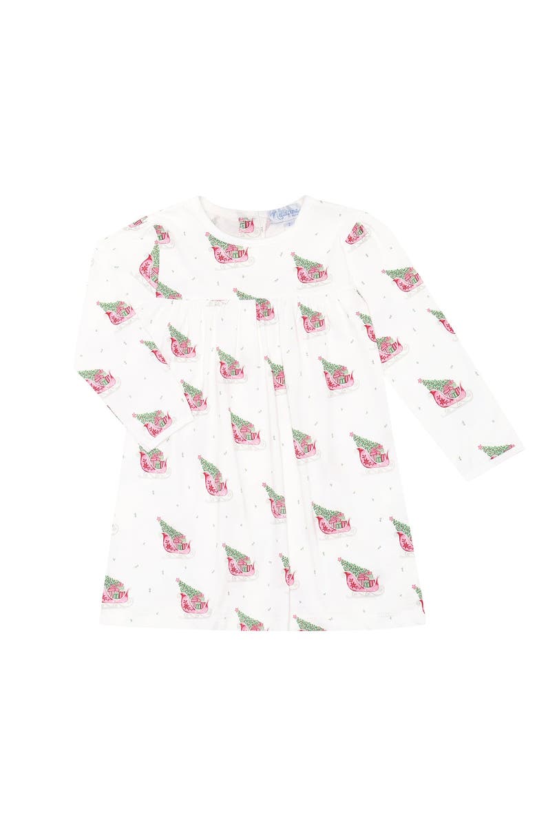 Nellapima Pima Cotton Christmas Merry Sleighs Playtime Dress - Toddler & Little Kid, Main, color, Red