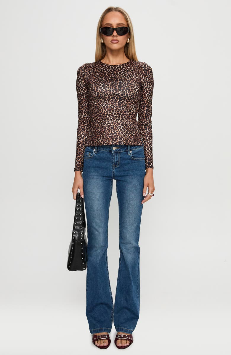 Princess Polly Uzo Long Sleeve Tie Back Leopard Top, Alternate, color,