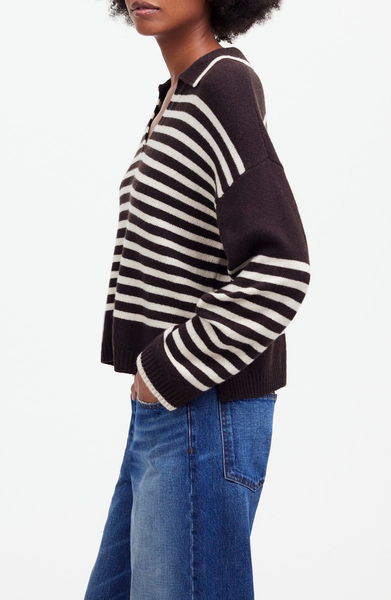 Madewell Stripe Cashmere & Wool Polo Sweater, Alternate, color, 