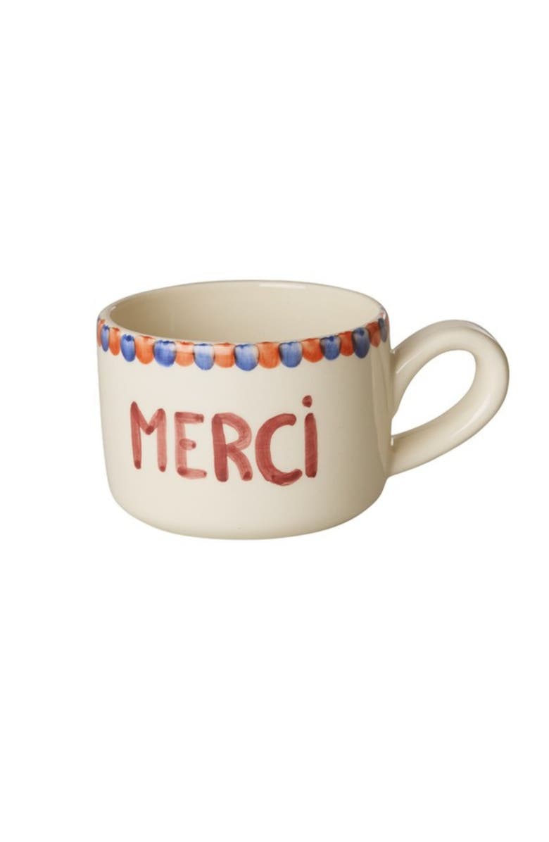 10004222 Ceramic Cappuccino Cup Hand Painted Merci, Main, color, Beige