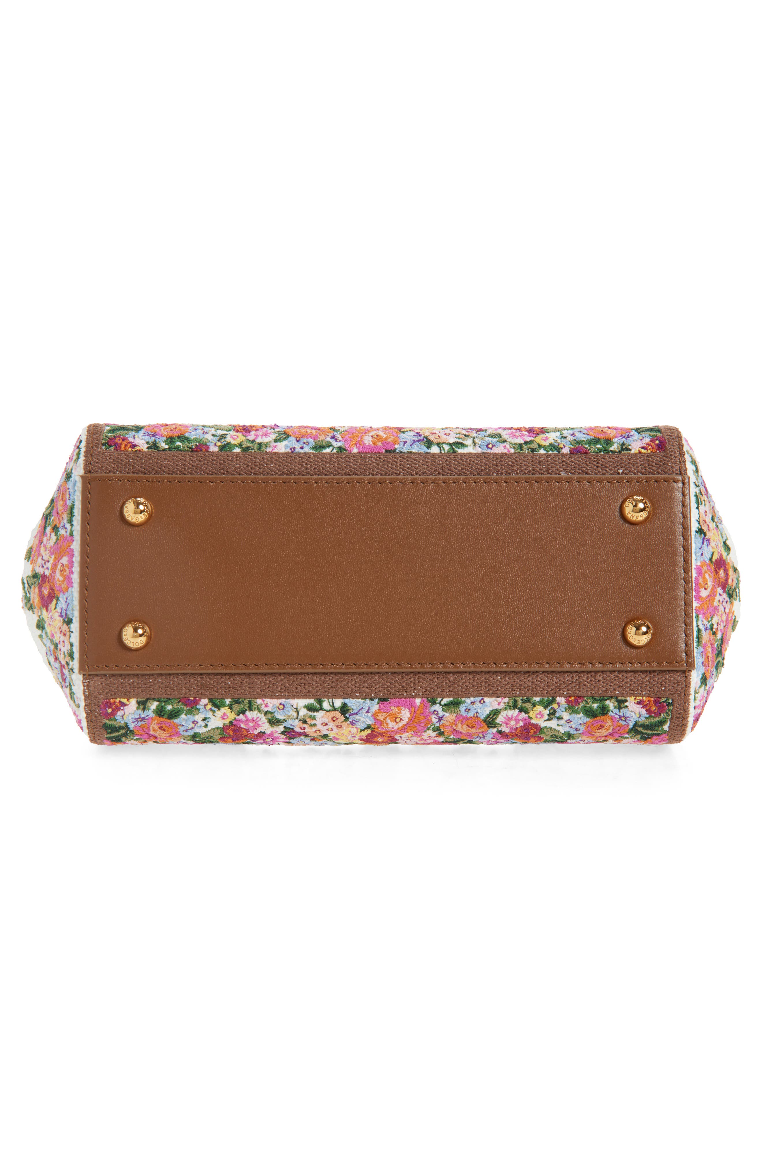 Dolce&Gabbana Medium Sicily Floral Embroidered Handbag, Alternate, color, Multicolor/ Cammello