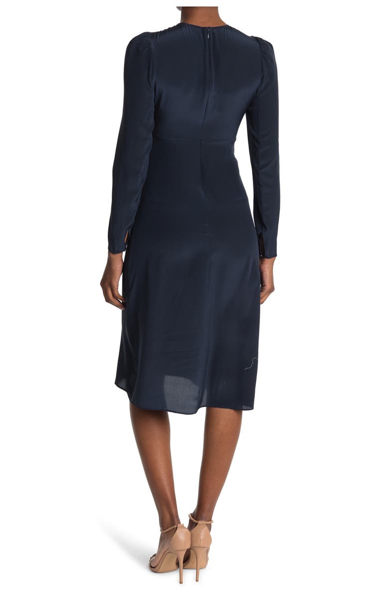 Thakoon Long Sleeve Ruched Midi Dress, Alternate, color,