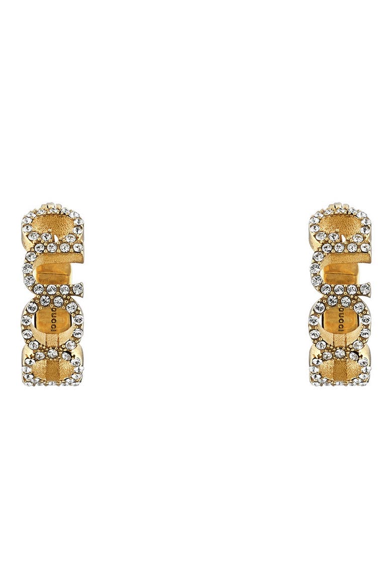 Crystal Script Hoop Earrings, Alternate, color, GOLD