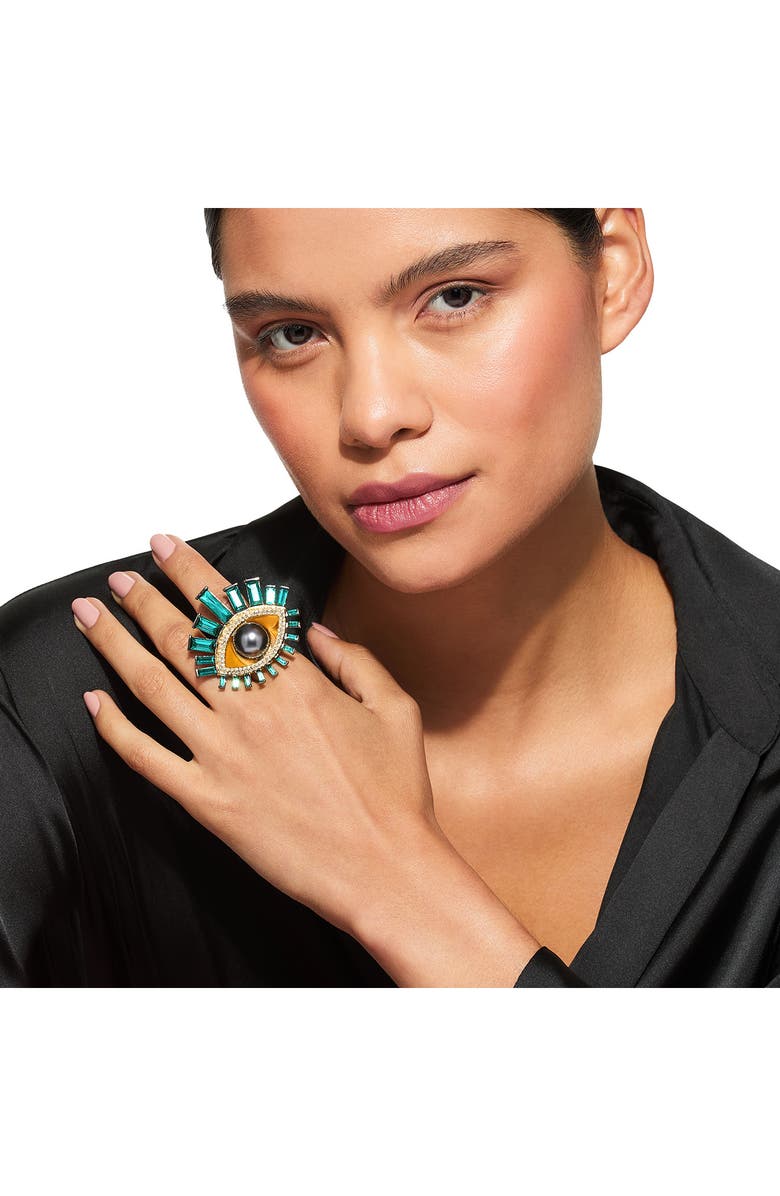Kurt Geiger London Ombré Eagle Head Cocktail Ring, Alternate, color, Black