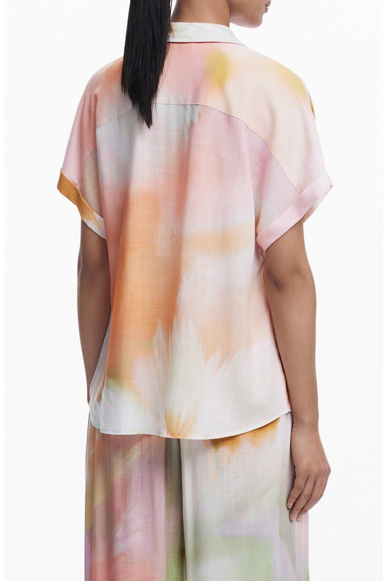 Abstract Print Short Sleeve Button-Up Shirt, Alternate, color, WHITE