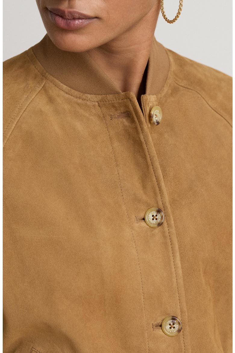 Suede Bomber Jacket, Alternate, color, CAMEL BEIGE