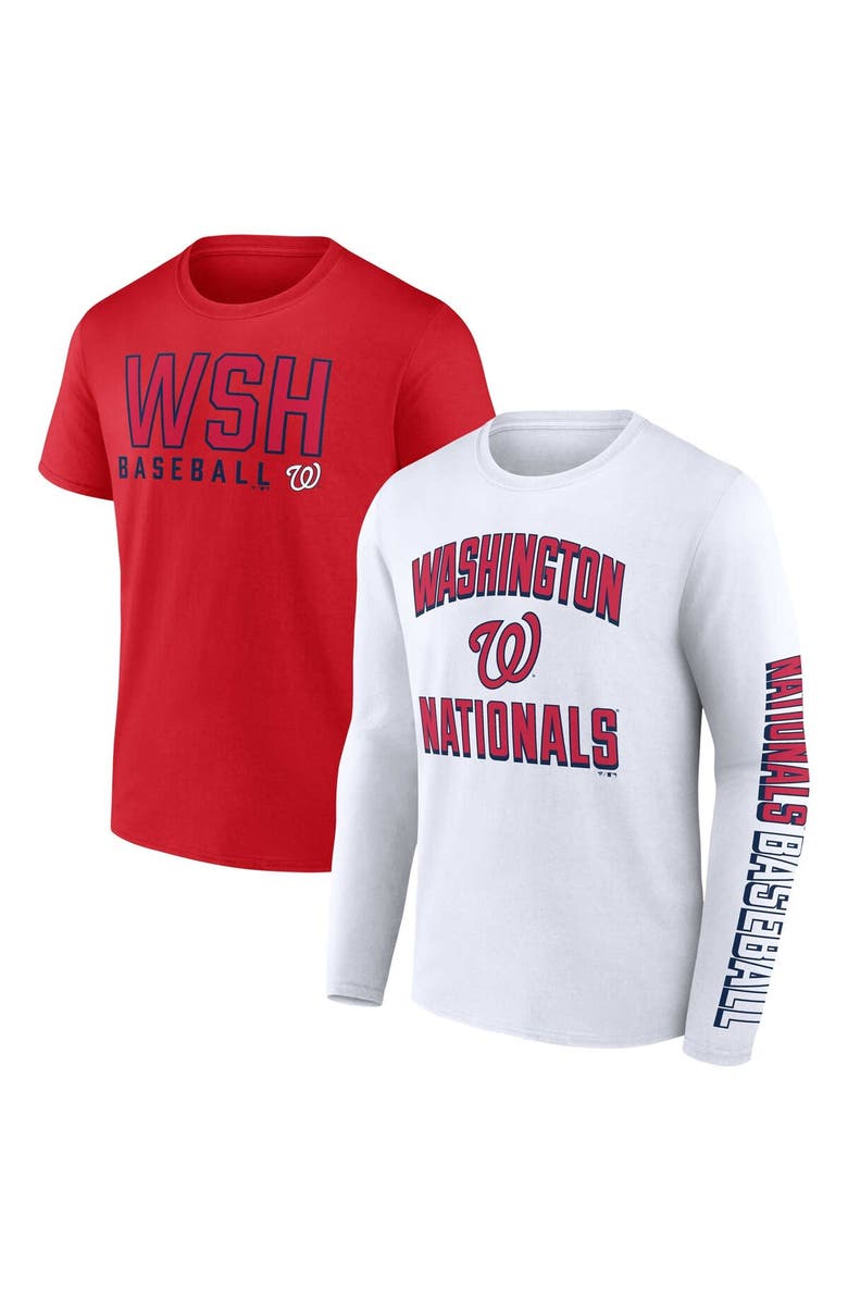 FANATICS Men's Fanatics Branded Red/White Washington Nationals Two-Pack Combo T-Shirt Set, Main, color, Red