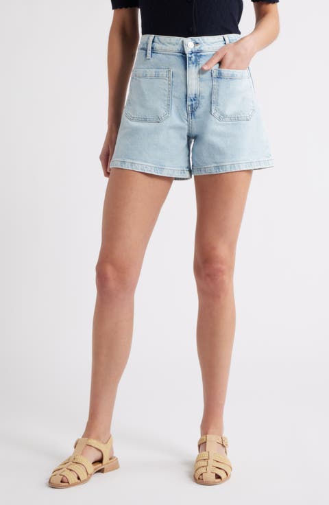 Erin Patch Pocket High Waist Denim Shorts
