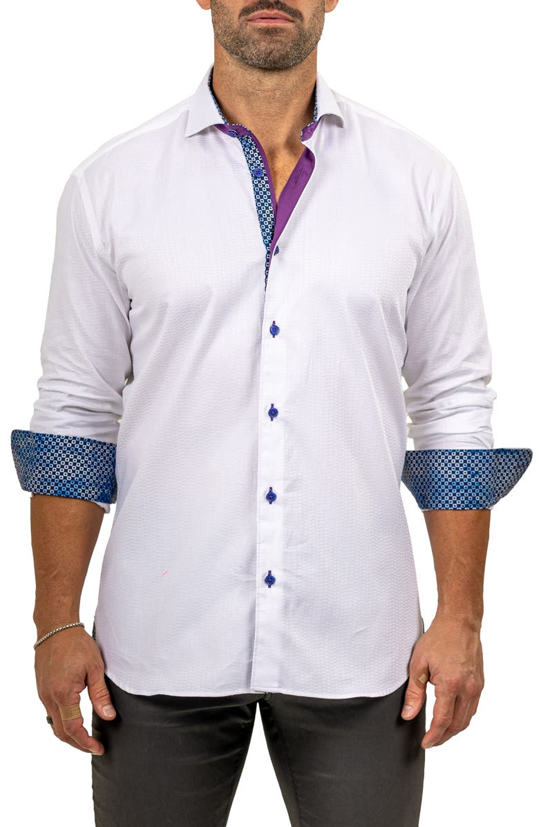 Maceoo Eins Marthy Contemporary Fit Cotton Button-Up Shirt, Alternate, color, White