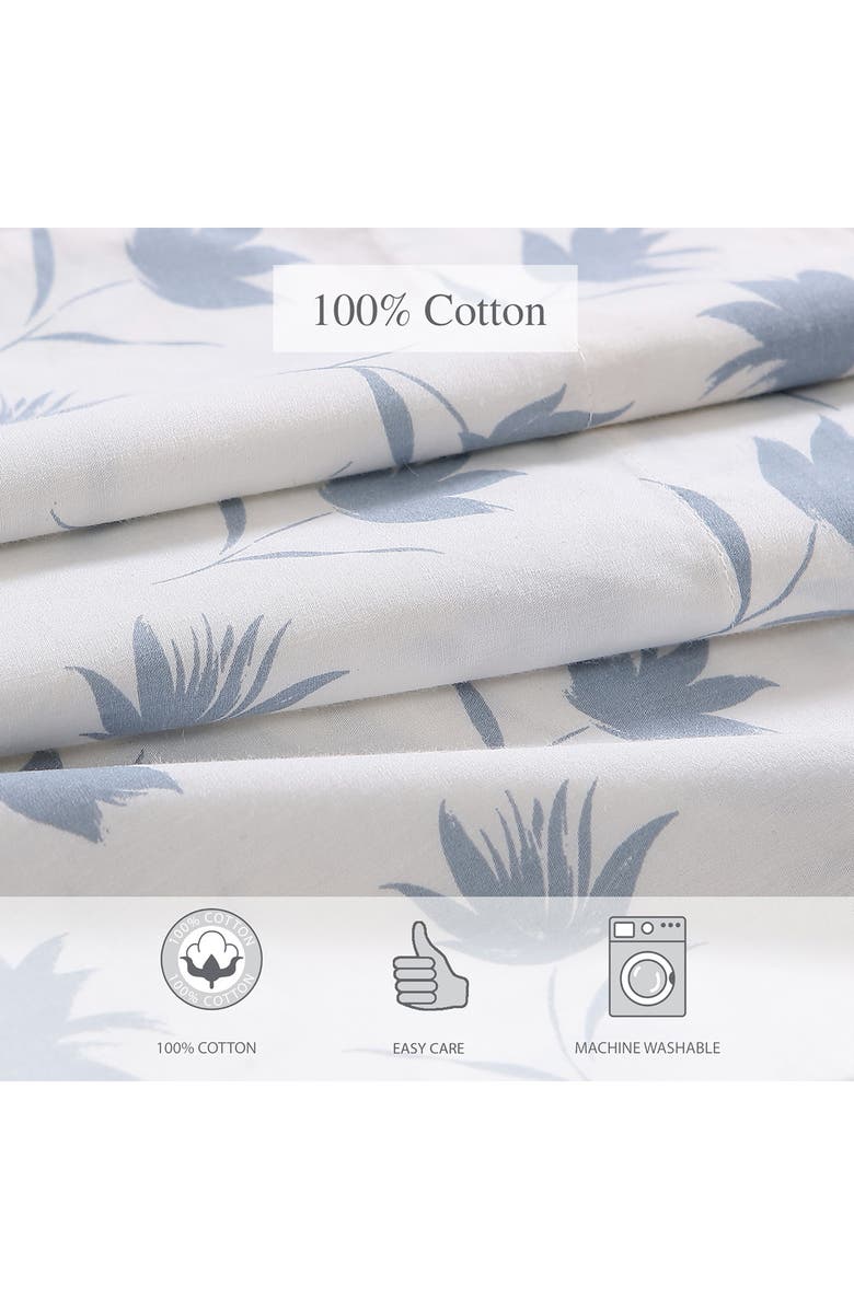 STONE COTTAGE Floral Breeze 200 Thread Count Cotton Percale Sheet Set, Alternate, color, Light Pastel Blue