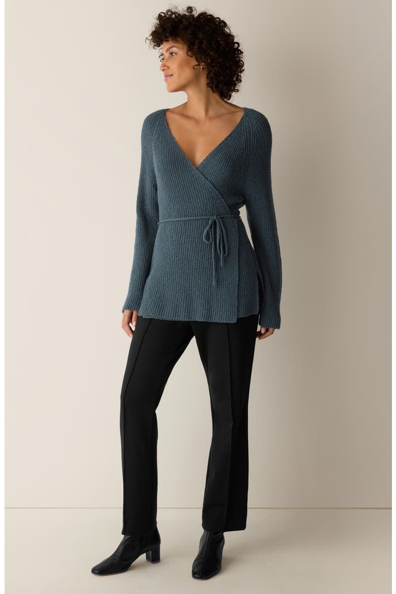 Tie Front Longline Cardigan, Alternate, color, EUCALYPTUS