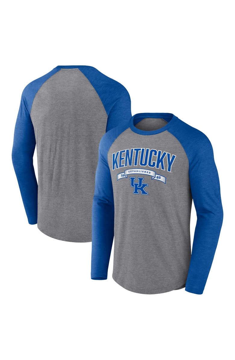 FANATICS Men's Fanatics Gray Kentucky Wildcats Banner Year Tri-Blend Raglan Long Sleeve T-Shirt, Main, color,