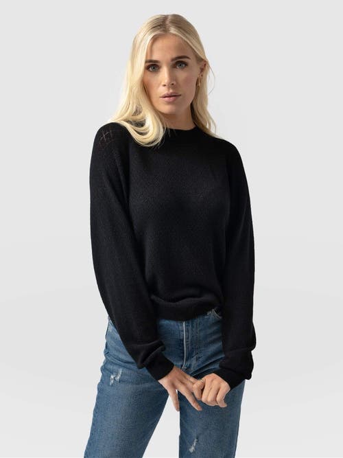 Saint + Sofia Diamond Knit Sweater In Black