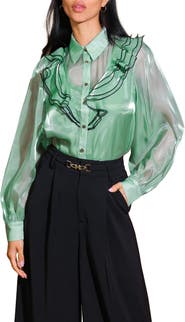 FLYING TOMATO Ruffle Button-Up Shirt