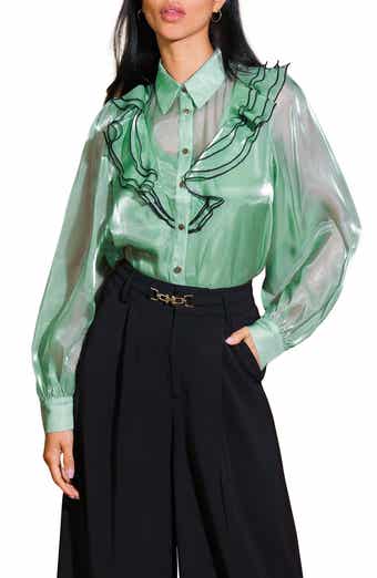 FLYING TOMATO Ruffle Button-Up Shirt