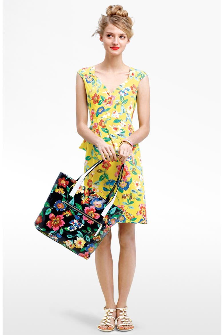 'cathleen' print silk wrap dress, Main, color, DONOVAN YELLOW