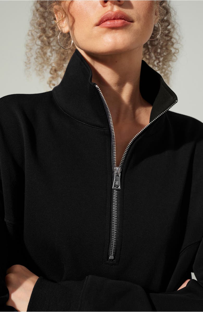 Lilysilk SILKERRY Oversized Heirloom '89 Stand Collar Half-Zip Pullover, Alternate, color, Black