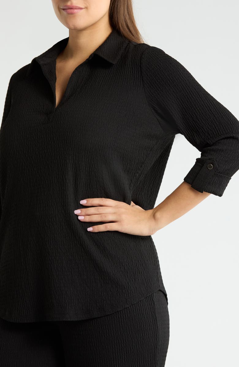 AK ANNE KLEIN Textured Ridge Knit Popover Top, Alternate, color, Anne Black