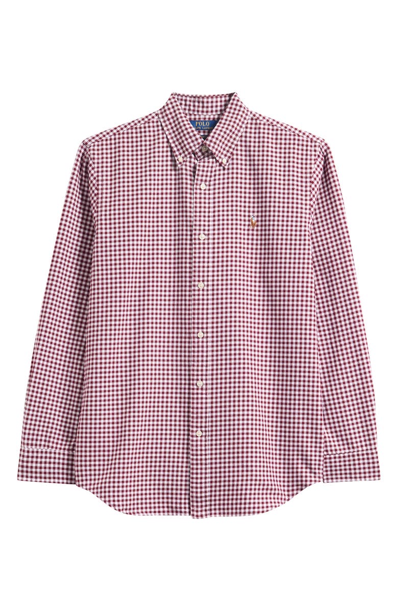 Polo Ralph Lauren Gingham Button-Down Oxford Shirt, Alternate, color, Wine/ White