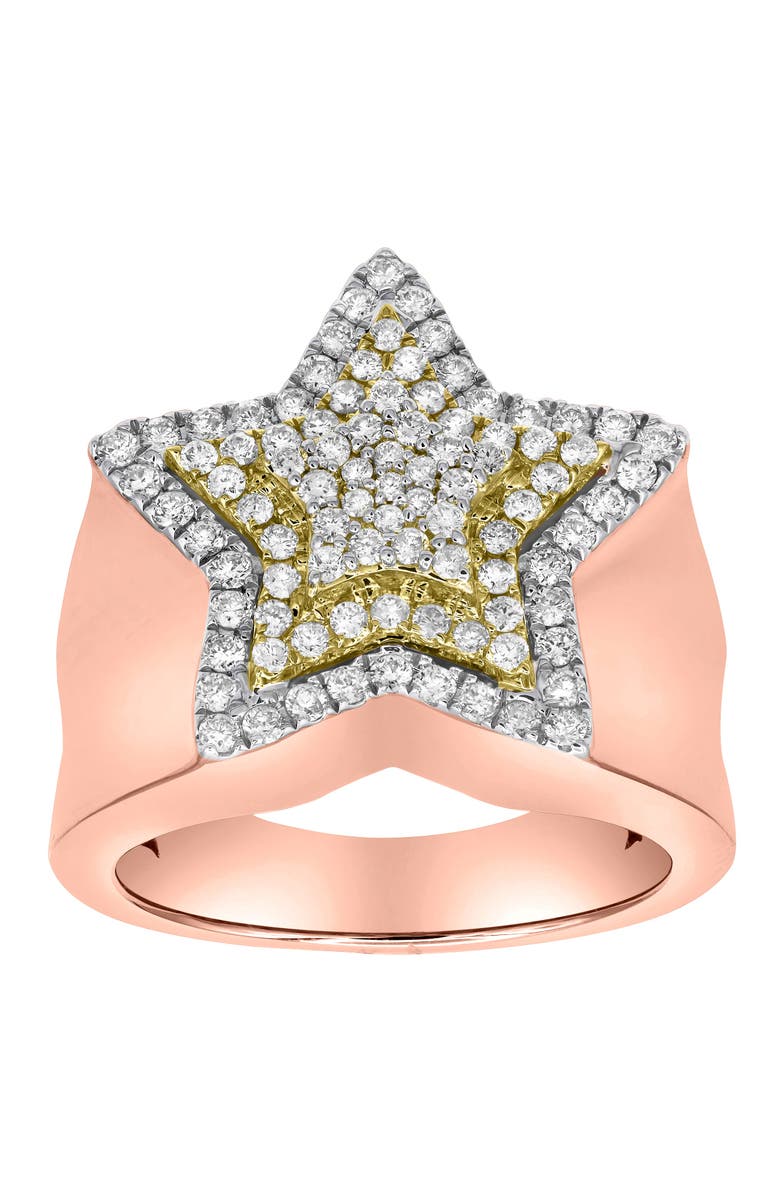 LuvMyJewelry Star Studded Bling 14K Rose Gold Two Tone Star Ring - 3 Ct, Main, color,