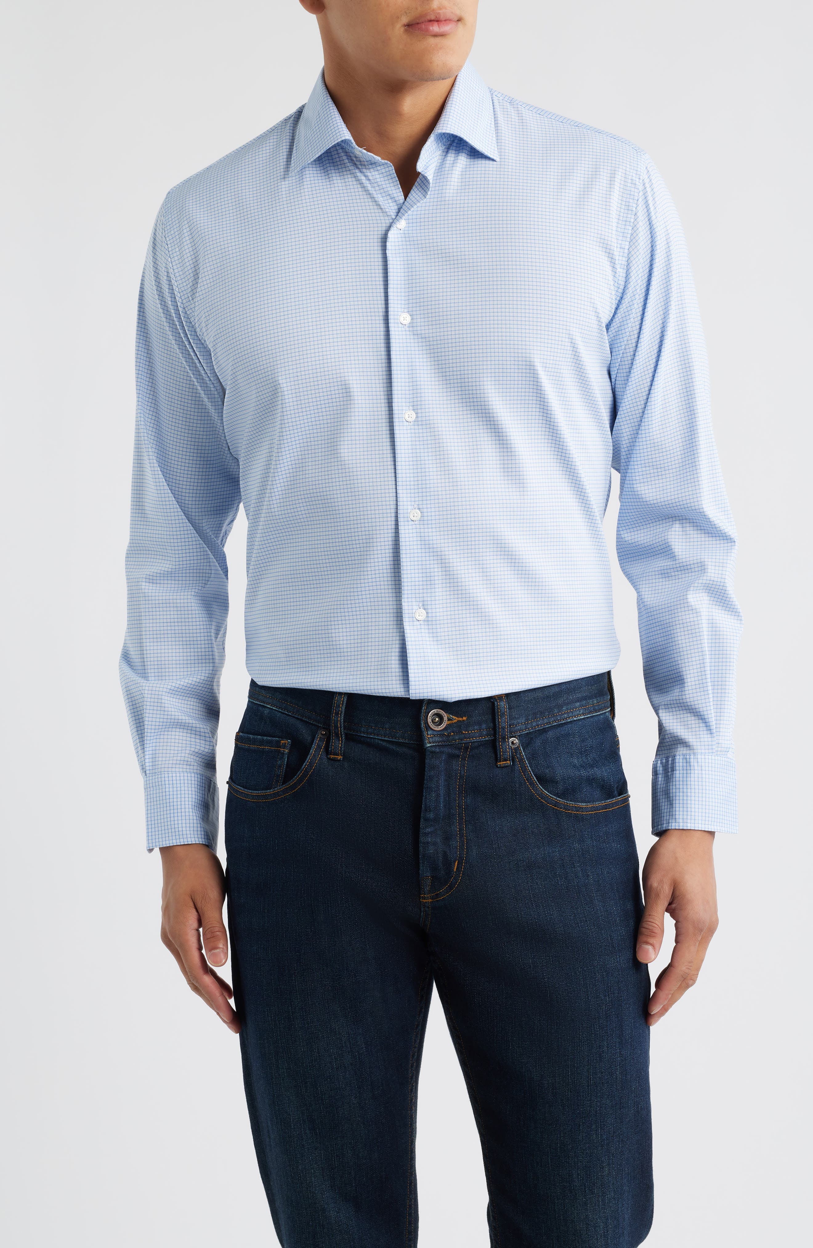 Jackson Crown Lite Microcheck Performance Twill Button-Up Shirt - image 3