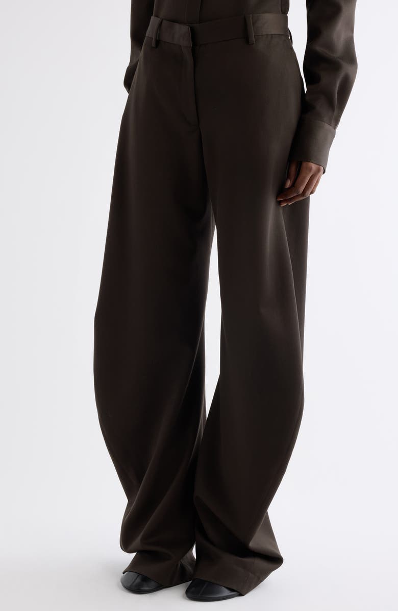 Acne Studios Patty Wool Gabardine Pants, Alternate, color, Brown
