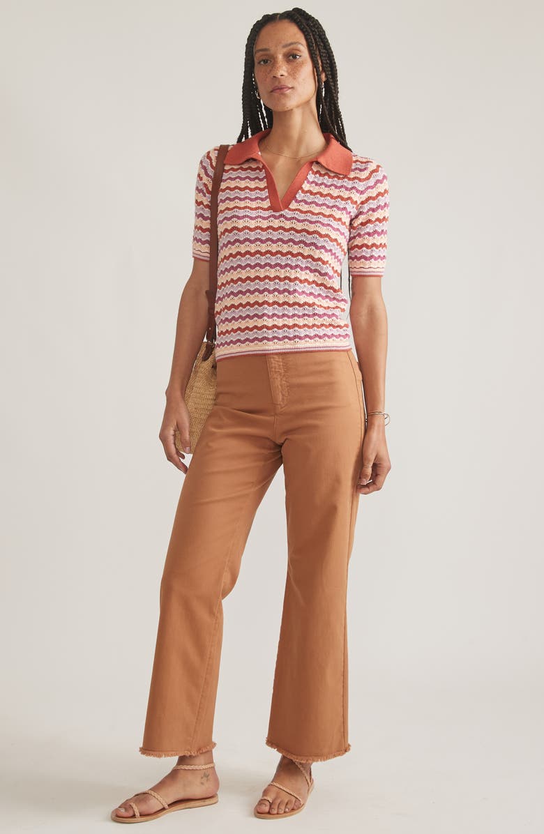 Marine Layer Spencer Open Stitch Short Sleeve Polo Sweater, Alternate, color,