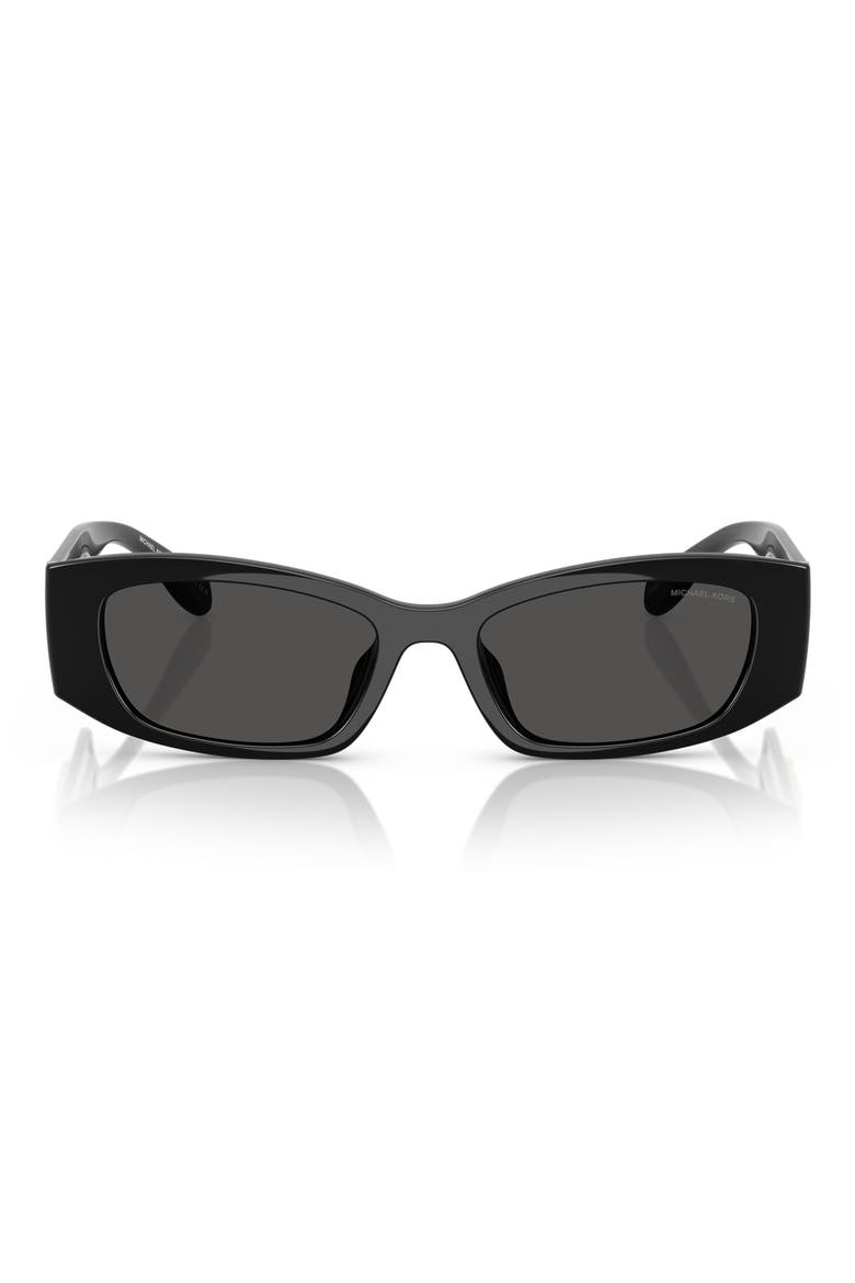 52mm Rectangular Sunglasses, Main, color, BLACK / DARK GREY SOLID