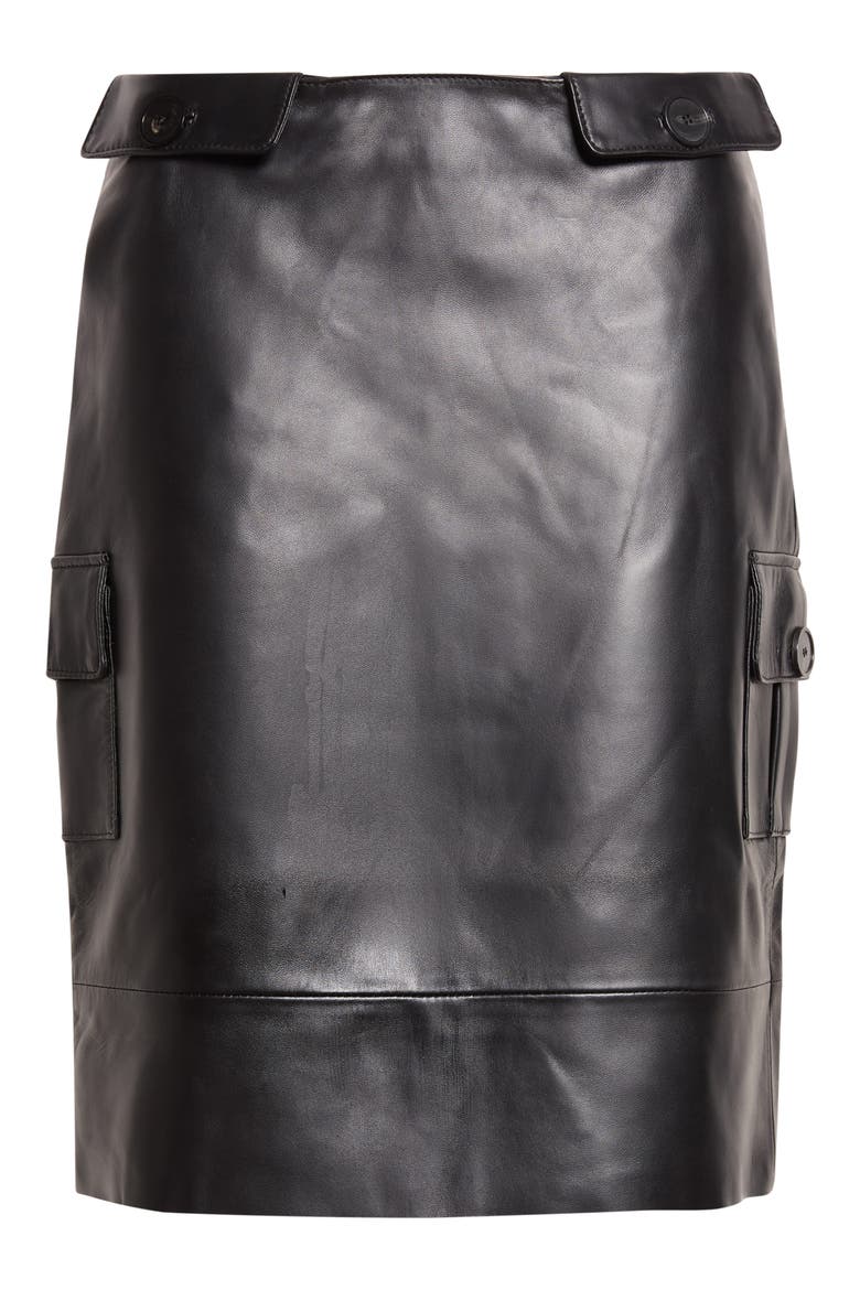 Guerrica Leather Cargo Skirt, Main, color, BLACK