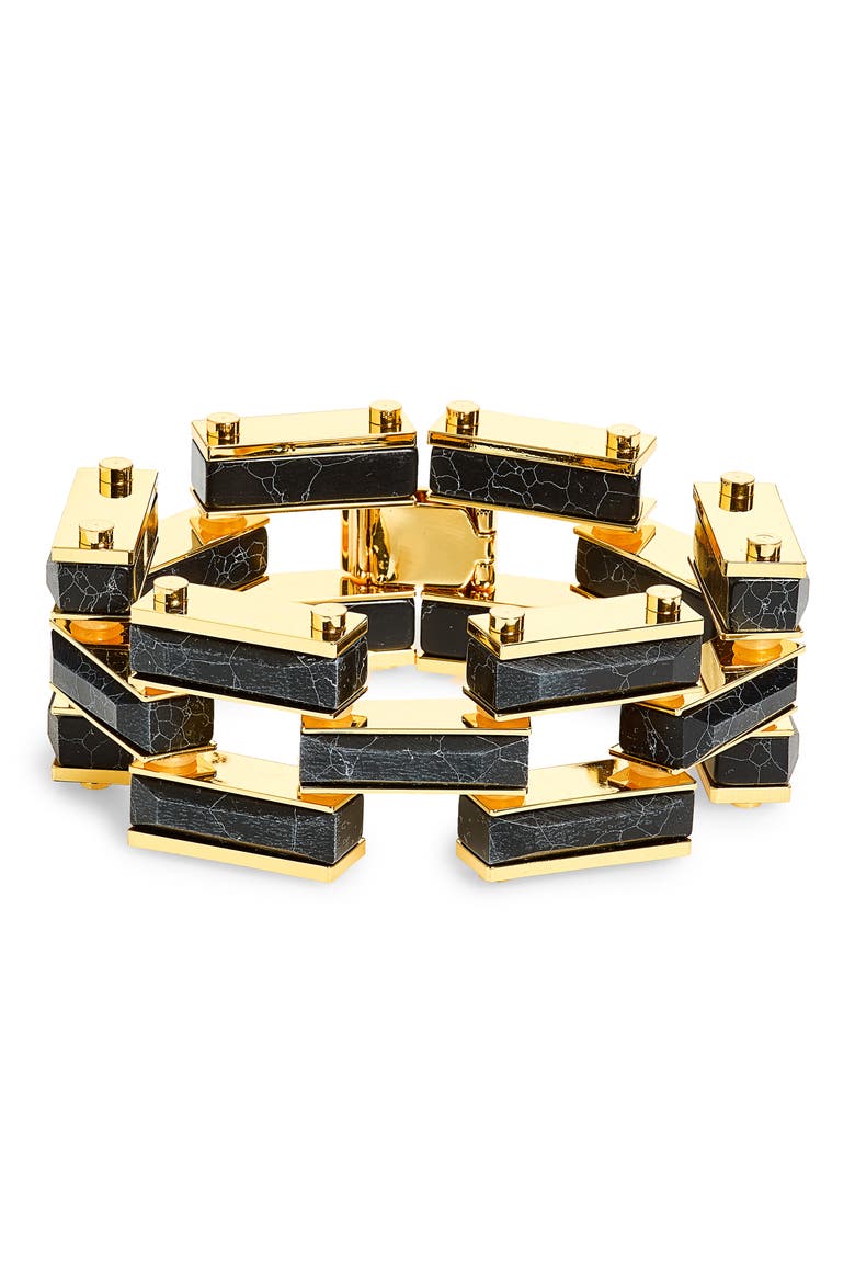 Onyx Stone Link Bracelet, Main, color, ONYX