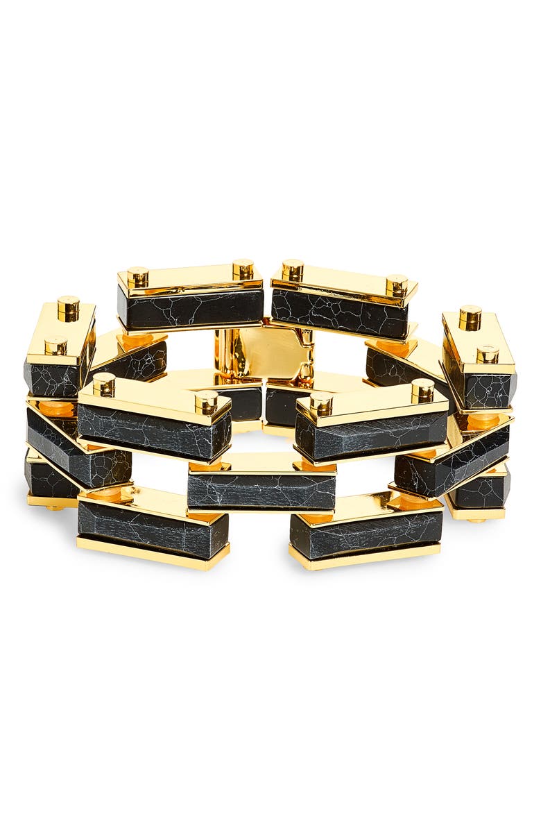 Lele Sadoughi Onyx Stone Link Bracelet, Main, color, Onyx
