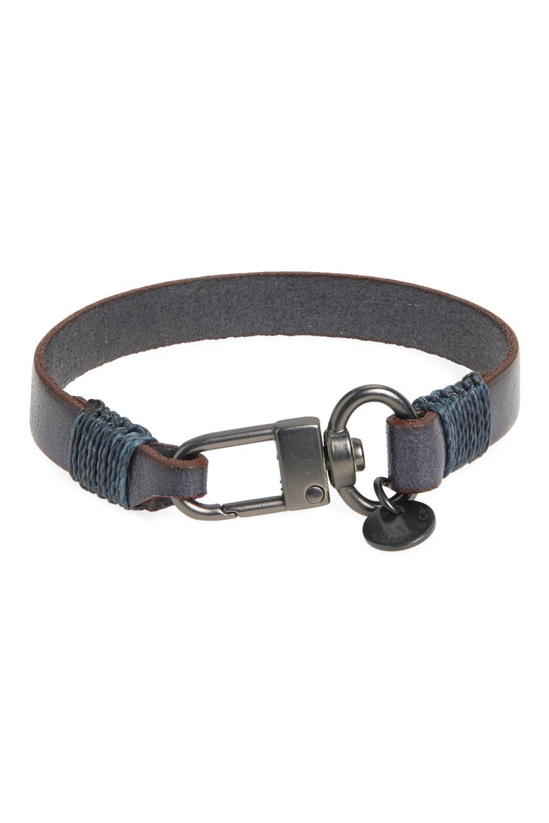 Men's Contrast Edge Leather Bracelet, Alternate, color, TAUPE