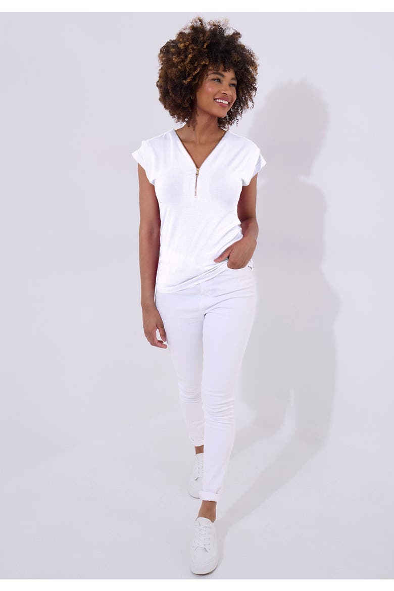Stretch Knit Half Zip Tee, Main, color, WHITE