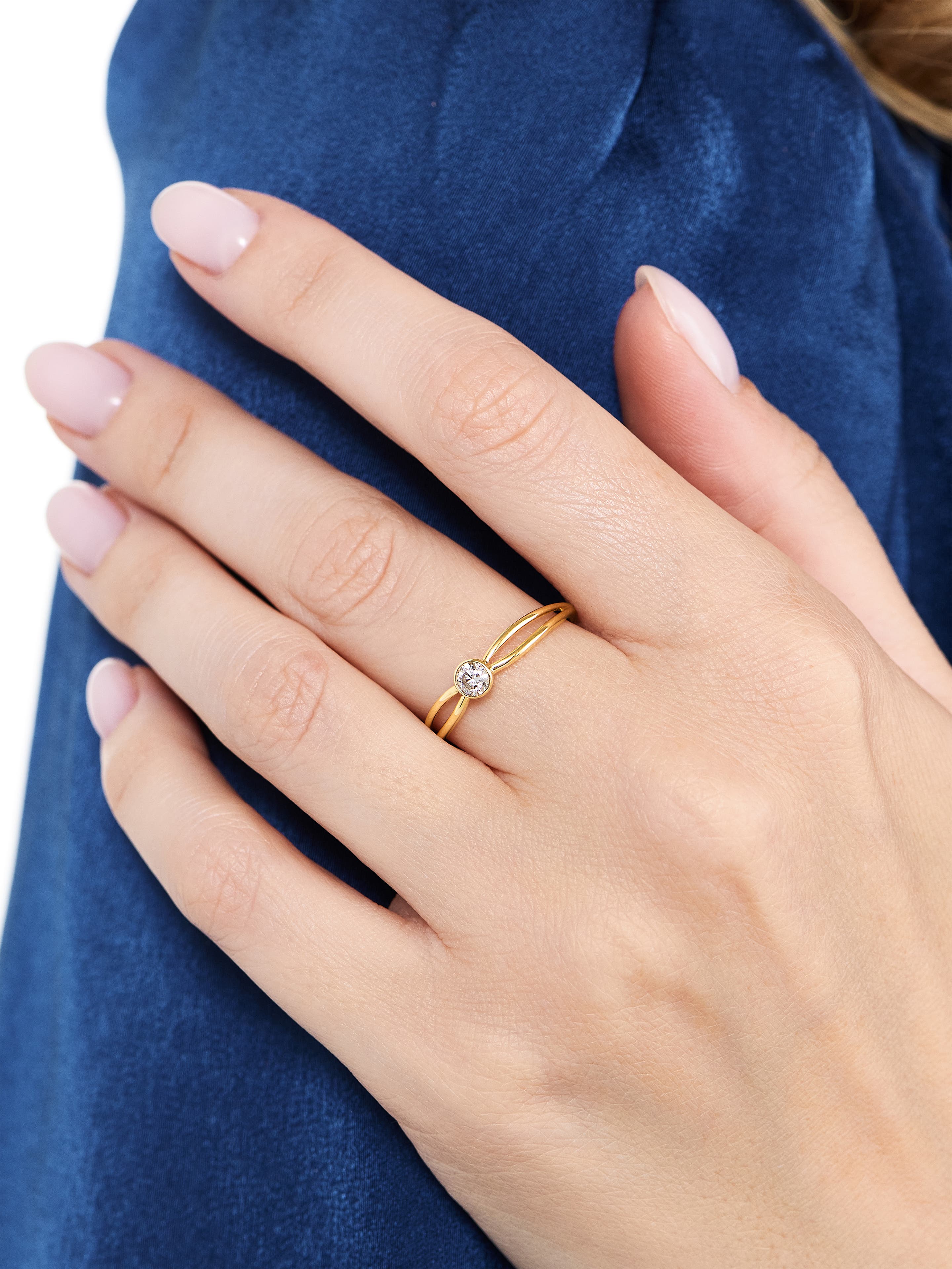 DEVATA Knot Round Bezel Lab Grown Diamond Ring in 14K Gold (Women ...