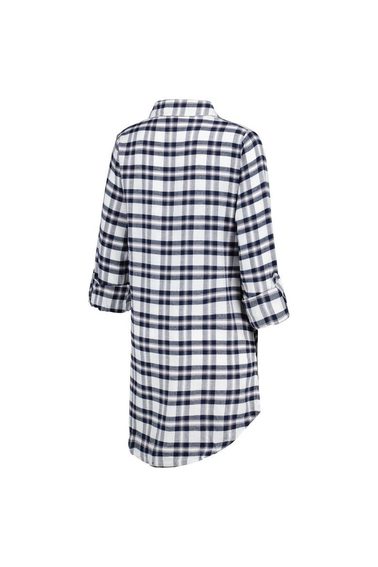 Women's Concepts Sport College Navy Seattle Seahawks Sienna Plaid Full-Button Long Sleeve Nightshirt, Alternate, color, Navy