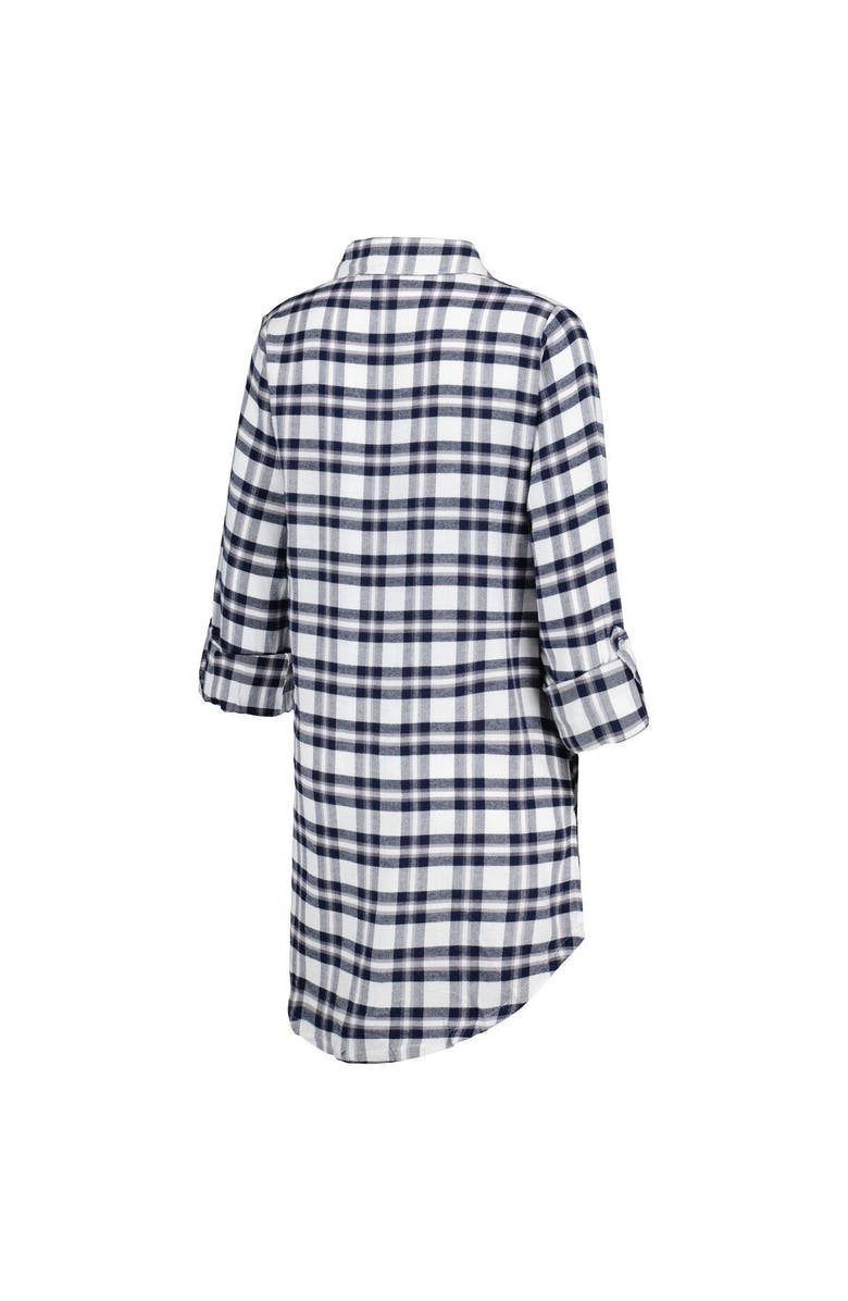 CONCEPTS SPORT Women's Concepts Sport College Navy Seattle Seahawks Sienna Plaid Full-Button Long Sleeve Nightshirt, Alternate, color, Navy