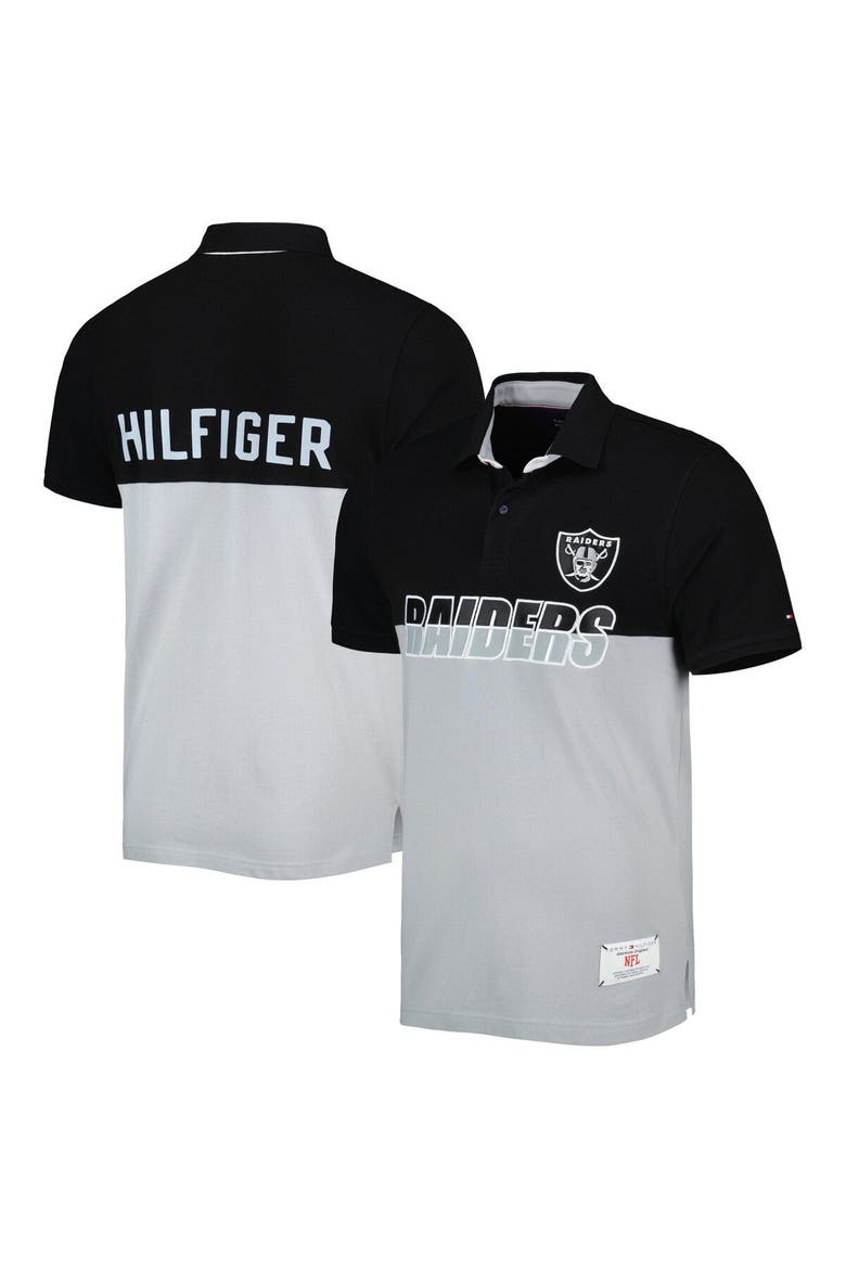 Men's Tommy Hilfiger Silver/Black Las Vegas Raiders Color Block Polo, Main, color, Silver