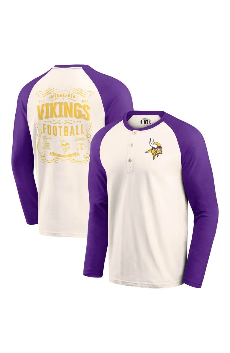 Darius Rucker Collection by Fanatics Men's Darius Rucker Collection by Fanatics Cream/Purple Minnesota Vikings Raglan Henley T-Shirt, Main, color, Cream