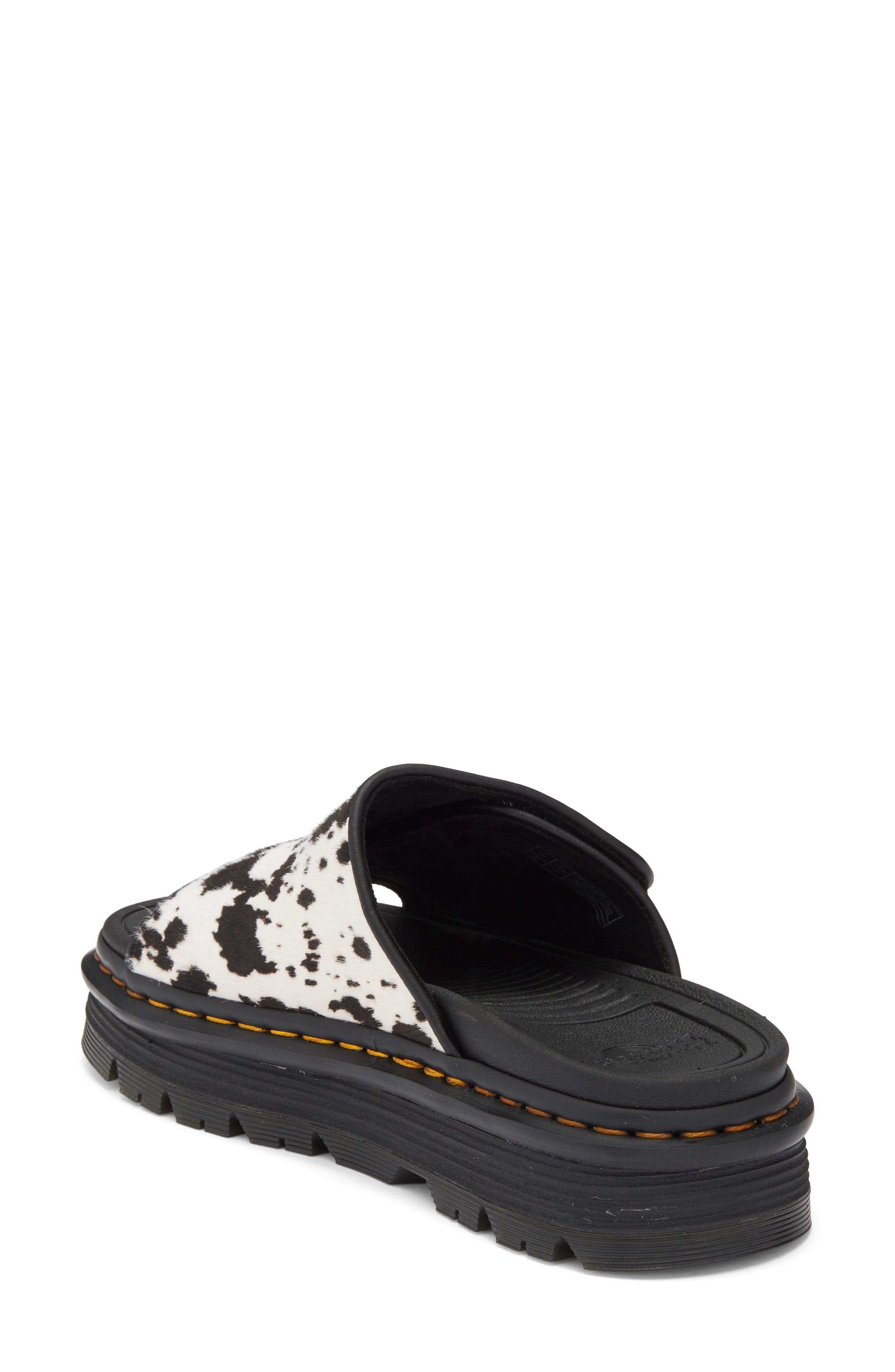 Dr. Martens Zebzag Genuine Calf Hair Slide Sandal, Alternate, color, Cream And Black