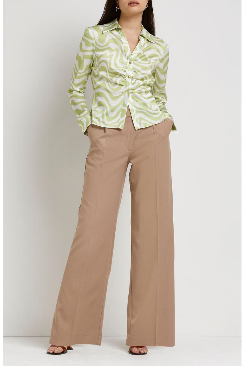 Print Gathered Front Blouse, Alternate, color, LIGHT GREEN